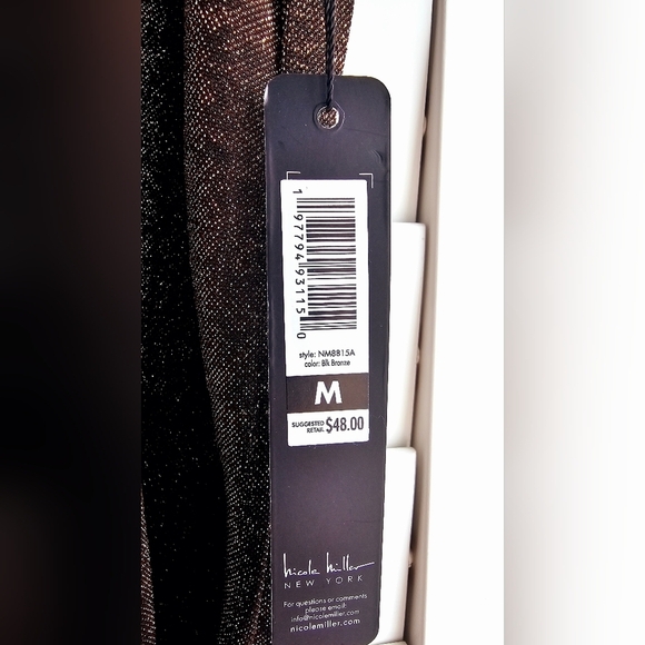 Nicole Miller Sparkle Bronze Pajamas Set Lounge Black Shorts size M - Picture 4 of 7